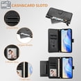 thumbnail image 4 of Multi-Functional Wallet Case for iPhone 14, Card Slots Retro PU Leather Shockproof Flip Cover with Card Slots Zipper Pocket Kickstand Magnetic Wrist Strap & Shoulder Strap - Black, 4 of 16