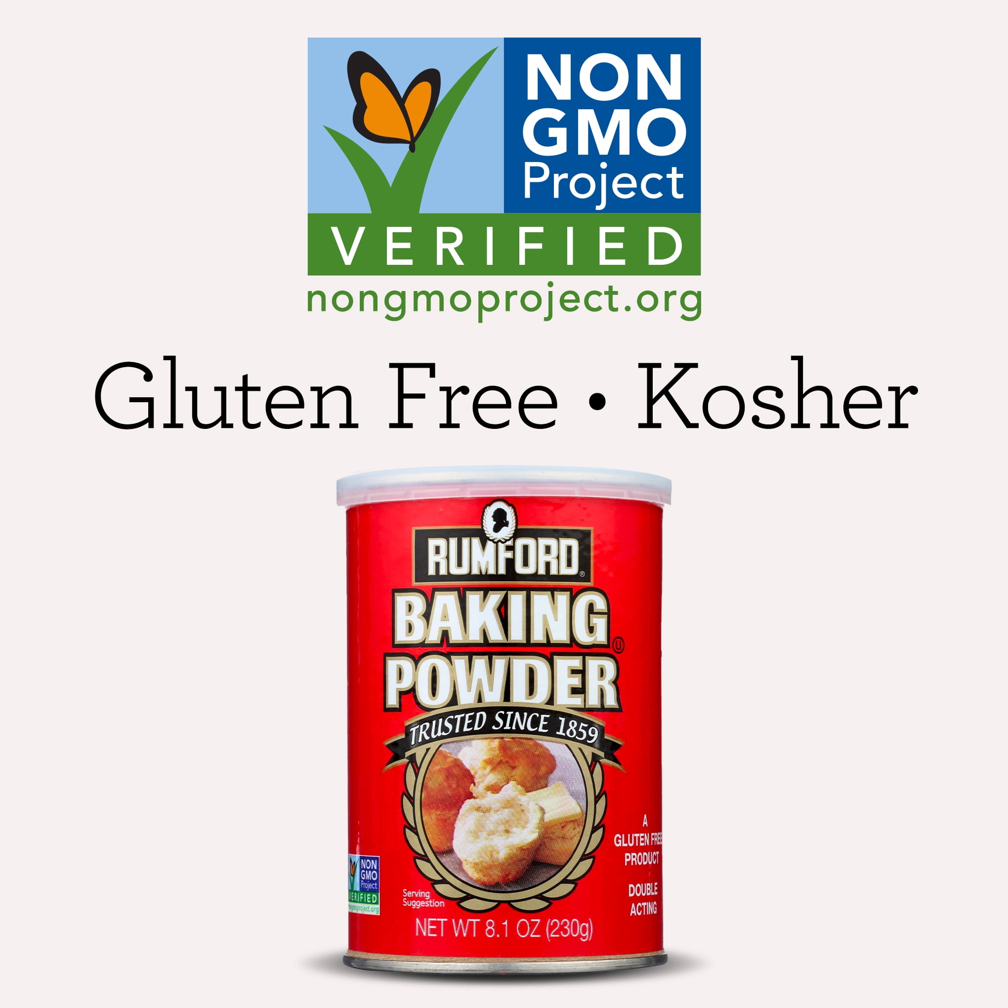 Rumford, Non-GMO, Gluten-Free, Double Acting Baking Powder, 8.1 oz (230g)