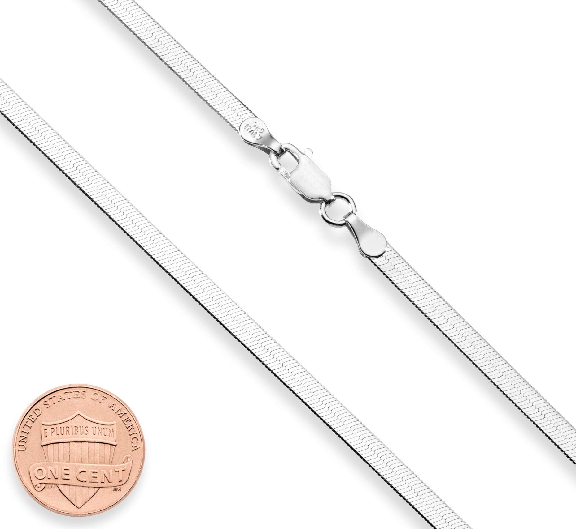 Miabella 925 Sterling Silver Italian Solid 3.5mm Flexible Flat Herringbone Chain Necklace for Women, Made in Italy (Length 22 Inches)