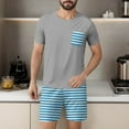 thumbnail image 6 of Clearance Clothes Under $10! ZhiZhuang Men's Striped Pajama Sets 2-piece Lounge Sleep Sets Soft Comfy Sleepwear Men Short Sleeves and Shorts Pjs Set, 6 of 6