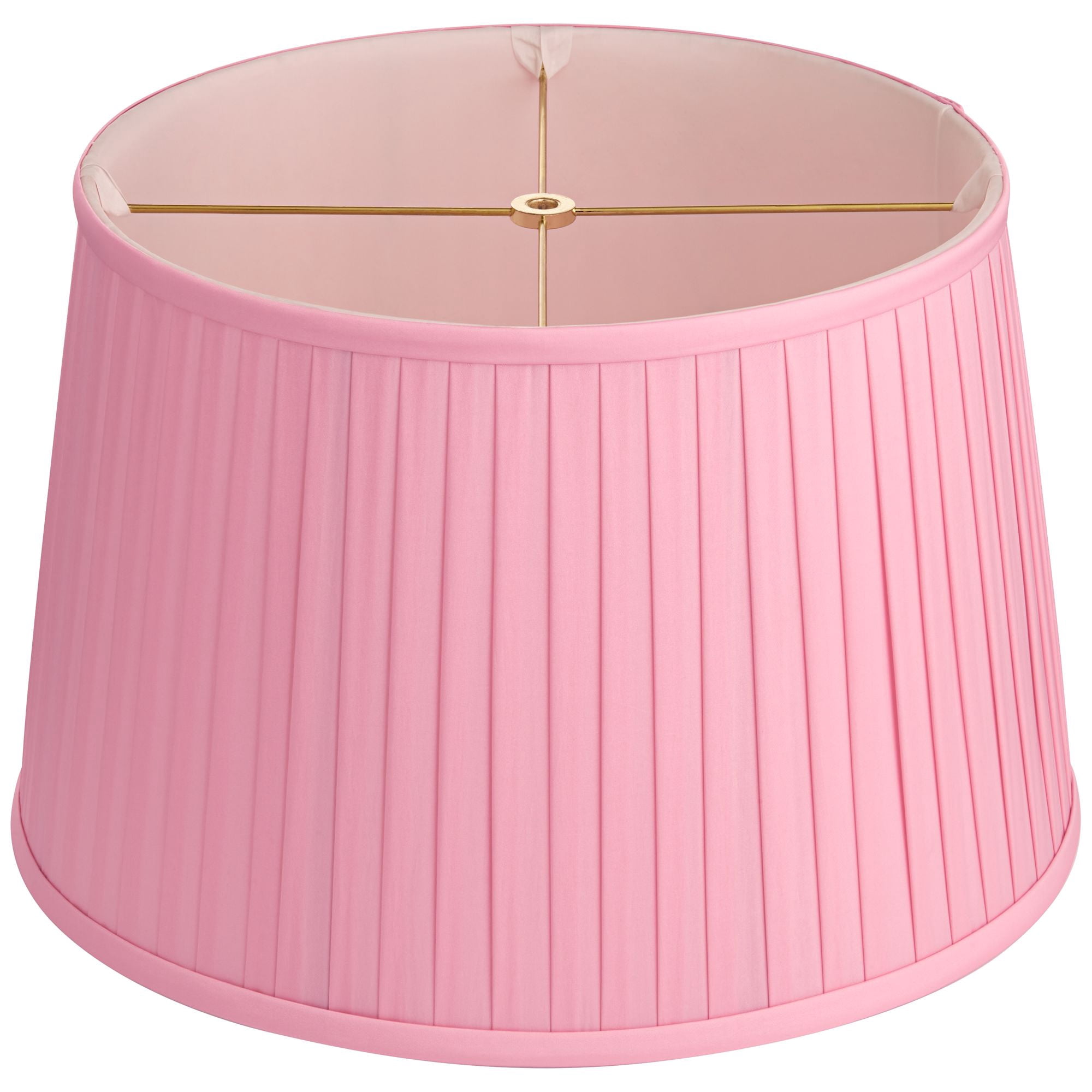 Springcrest 14" Top x 17" Bottom x 11" High x 11" Slant Lamp Shade Replacement Large Bright Pink Empire Pleated Spider Harp Finial
