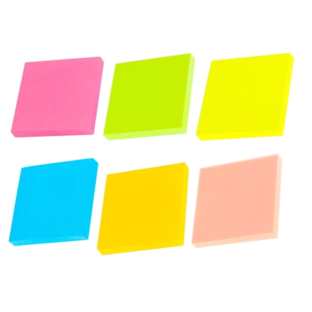 Notas adhesivas, almohadillas autoadhesivas de colores brillantes, fáciles de publicar para el hogar, la oficina, el cuaderno, paquete de 6 1+2+3+4+5+6