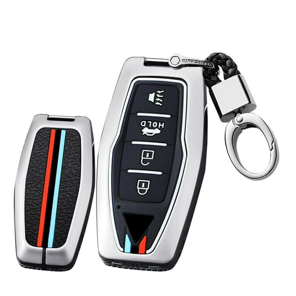 Newest Luminous 4 Button Key Fob Cover Compatible with Mitsubishi Outlander 2023 2022 2021 Keyless Silicone & Metal Key Case with Keychain