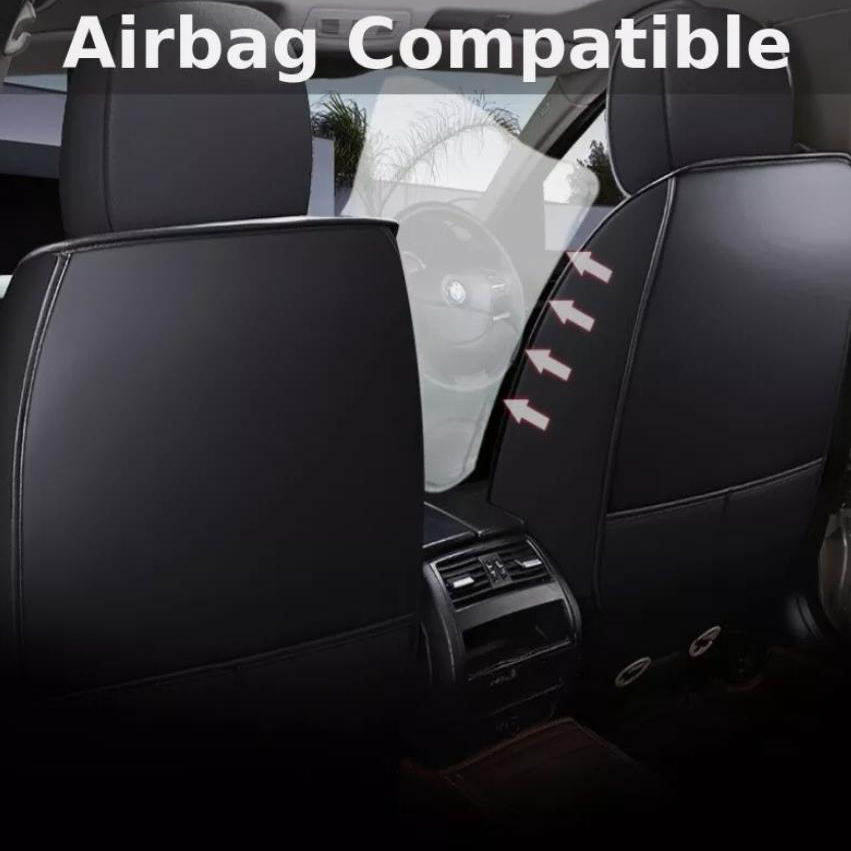 WRWolf Seat Covers for Car Full Set Fit for Ford Ranger 2019-2024 2025(Not Fit Raptor) Automotive Leather Seat Cushion Breathable Waterproof Seat Protectors (5 Seats,Black& Grey)