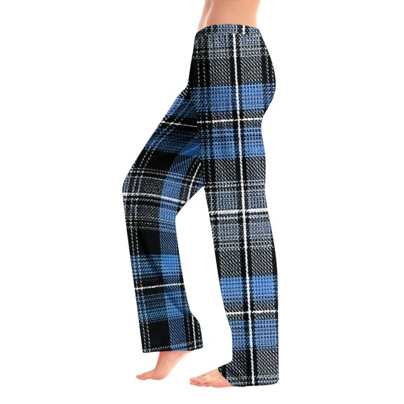 Women's Christmas Snowflakes and Trees Print Plush Pajama Pants, Soft and Comfortable Home Wear Trousers for Winter, Casual Sleepwear with Elastic Waist,Dark Blue,2XL