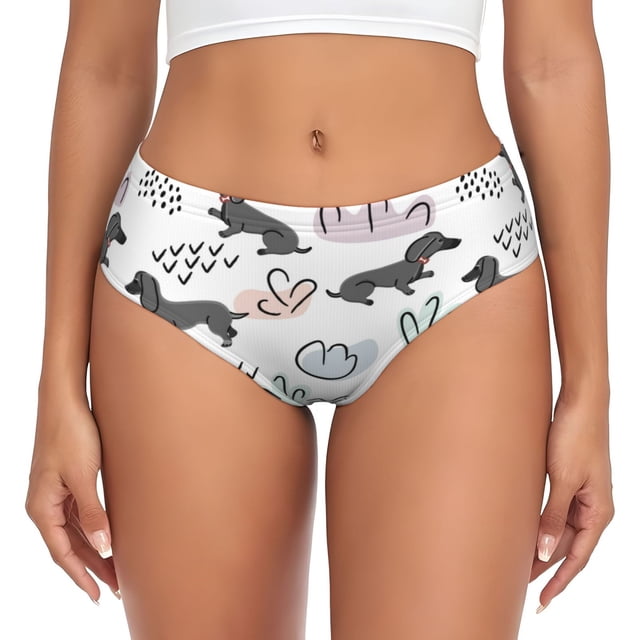 Fotbe Dachshund Dog Puppy Calzones Estampados para Mujer – Ropa Interior de Algodón, Cómoda, Suave y Elástica-4X-Large