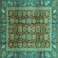 thumbnail image 1 of Ahgly Company Machine Washable Indoor Square Abstract Turquoise Blue Modern Area Rugs, 8' Square, 1 of 4