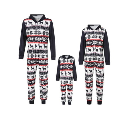 Lazybaby Family Matching Christmas Pajamas Women Hooded Jammies Men Clothes Sleepwear Long Sleeve Pjs