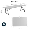 thumbnail image 2 of GIANNA 8FT Folding Table with Carrying Handles, Outdoor Indoor Heavy Duty Portable, White, 2 of 5