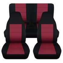 T231-Designcovers Fits 1987-1995 Jeep Wrangler YJ 2door Cotton Seat Covers:Black and Burgundy - Full Set