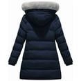 thumbnail image 2 of KVE Women's Winter Thicken Puffer Coat Warm Snow Jacket with Faux Fur Removable Hood Navy Medium, 2 of 7