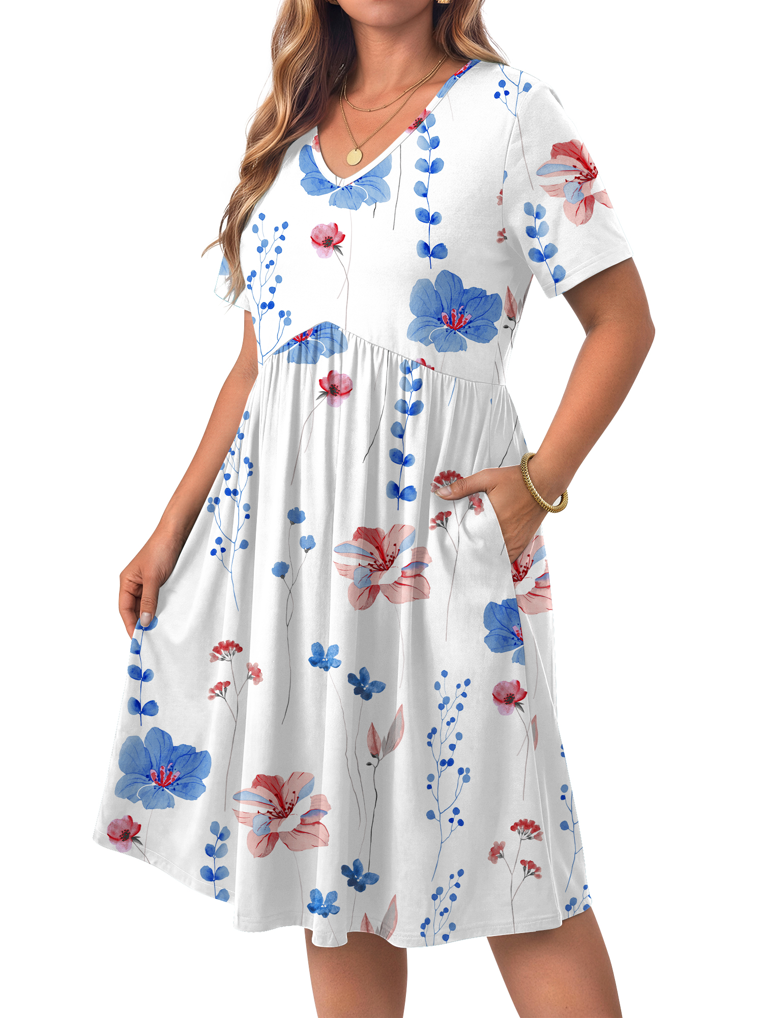 WellSize Plus Size Floral Midi Dress with Pockets photo 2