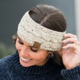 thumbnail image 3 of C.C Confetti Sherpa-Lined Fleece Headband Soft and Stretchy Ear Warmer Head Wrap, Ivory, 3 of 9