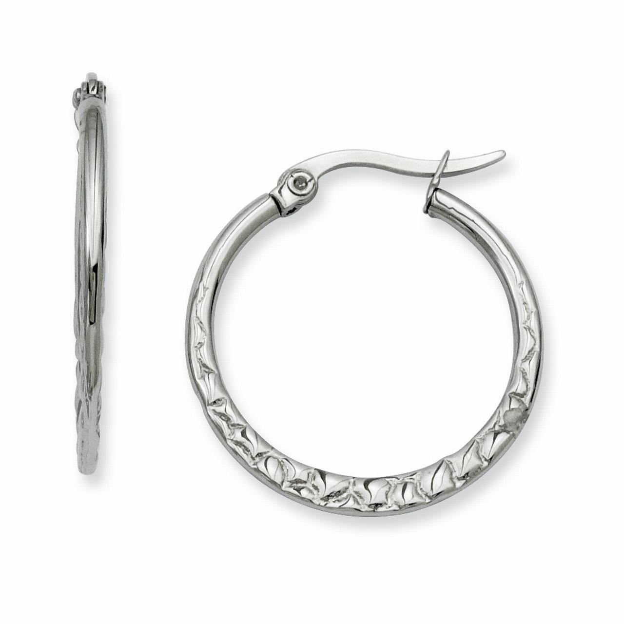 Primal Steel Stainless Steel 20mm Textured Hoop Earrings Walmart