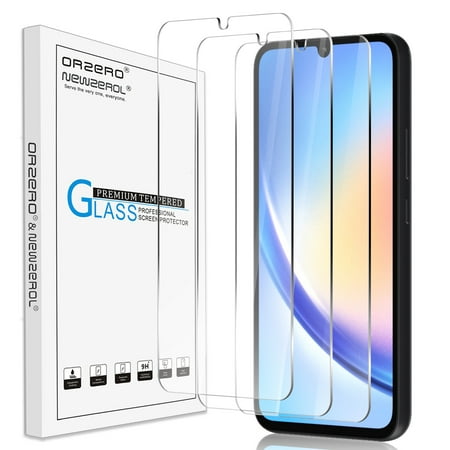 Orzero (3 Pack) Compatible for Samsung Galaxy A34 5G Screen Protector, Tempered Glass 2.5D Arc Edges 9 Hardness HD Bubble-Free