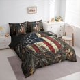 thumbnail image 2 of Manfei Classic Us Flag 7pcs Queen Bedding,Vintage Autumn Leaves Bedding Comforter Set Queen,Brown Navy,Black Reversible, 2 of 7