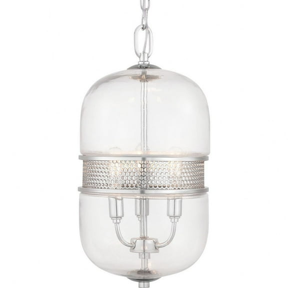 Progress Lighting Cayce 3-Light Pendant, Polished Chrome, Glass Shade