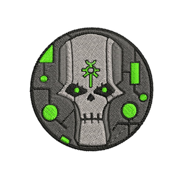 Necron Warhammer 40k Embroidered Patch Iron-On Applique, Cosplay Vest Clothing Badge Back Packs Uniform, Geeks & Gamers, Table Top, Anime, Cartoon, Grim Dark DIY