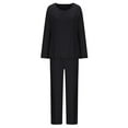 thumbnail image 4 of Hanerdun Women 2PCS Pajamas Set Female Pockets Nightwear Sleepwear Black L, 4 of 5
