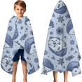thumbnail image 3 of Blue Cute Hedgehog Hooded Bath Towel，60"x35" for Ages 3 To 12 Kids, Quick Dry Lightweight Soft Microfiber Hood Beach Towel Cover Up for Kids, 3 of 7