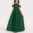 thumbnail image 5 of Fesfesfes Girl's Long Maxi Performance Dress Solid Color Breathable A-Line Dresses for Kids,Elegant Casual Holiday Dress,Princess Style Flared Dress(Green,14-15 Years), 5 of 5