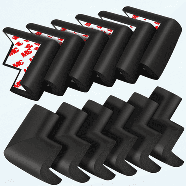 12 Pack Soft Corner Protector Baby Proofing Edge and Corner Guards, Safety Pre-Taped Furniture Bumper for Fireplace, Table, Stair, Cabinet (Black)
