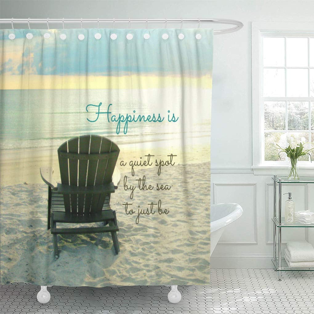 SUTTOM Photograph Happiness is Adirondack Chair Sunset Shower Curtain