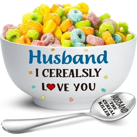 Highcool for Birthday Christmas Father' Day, Everlasting for Wedding Anniversary from , Funny Cereal Bowl and Spoon Sets Present for Valen