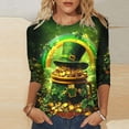 thumbnail image 1 of TaTaai St. Patrick's Day Women's Casual Print Round Neck 3/4 Sleeve T-Shirt Loose Top Gift, 1 of 5