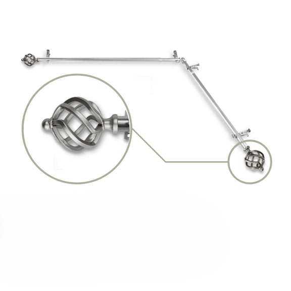 Contemporary Home Living Solid Corner Window Curtain Rod - 176" - Satin Nickel