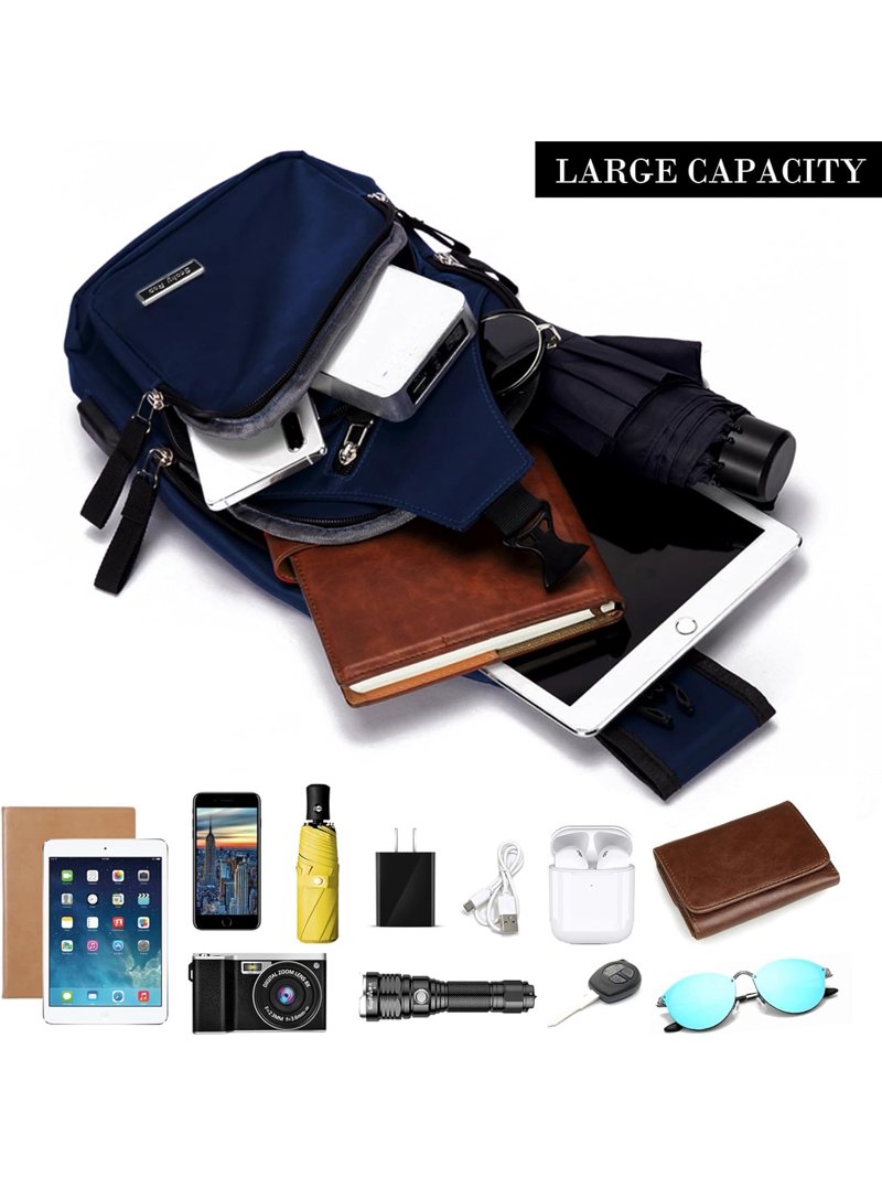 Men Women Sling Backpack Nylon Water Resistant Shoulder 