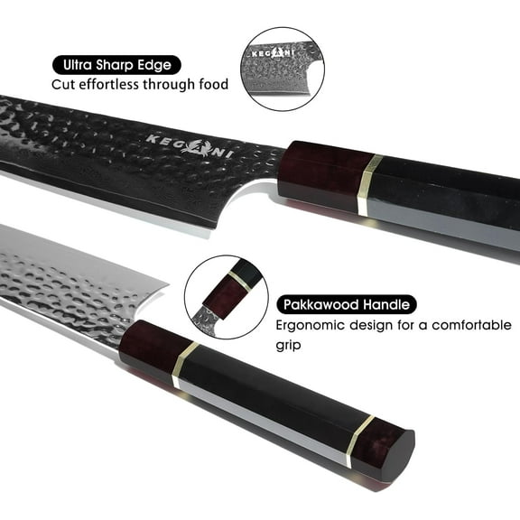 Kegani 8 Inch Professional Ultra-Sharp Chef Knife - Japanese Chef's Knife, 67 Layers Japanese VG-10 Damascus High Carbon Kitchen Kitchen Knife Gyuto Knives - White Ergonomic Handle