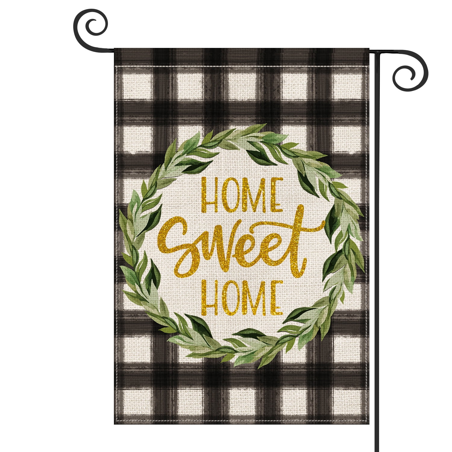 BLKWHT 114391 Buffalo Magnolia Home Sweet Home Small Garden Flag Vertical Double Sided 12.5 x 18 Inches Autumn Fall Burlap Yard Outdoor Decor