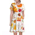 thumbnail image 1 of Bixox Robe d'Été à Manches Courtes pour Femmes Robe Ample Longueur Genou avec Poches-Action de Grâce, 1 of 7