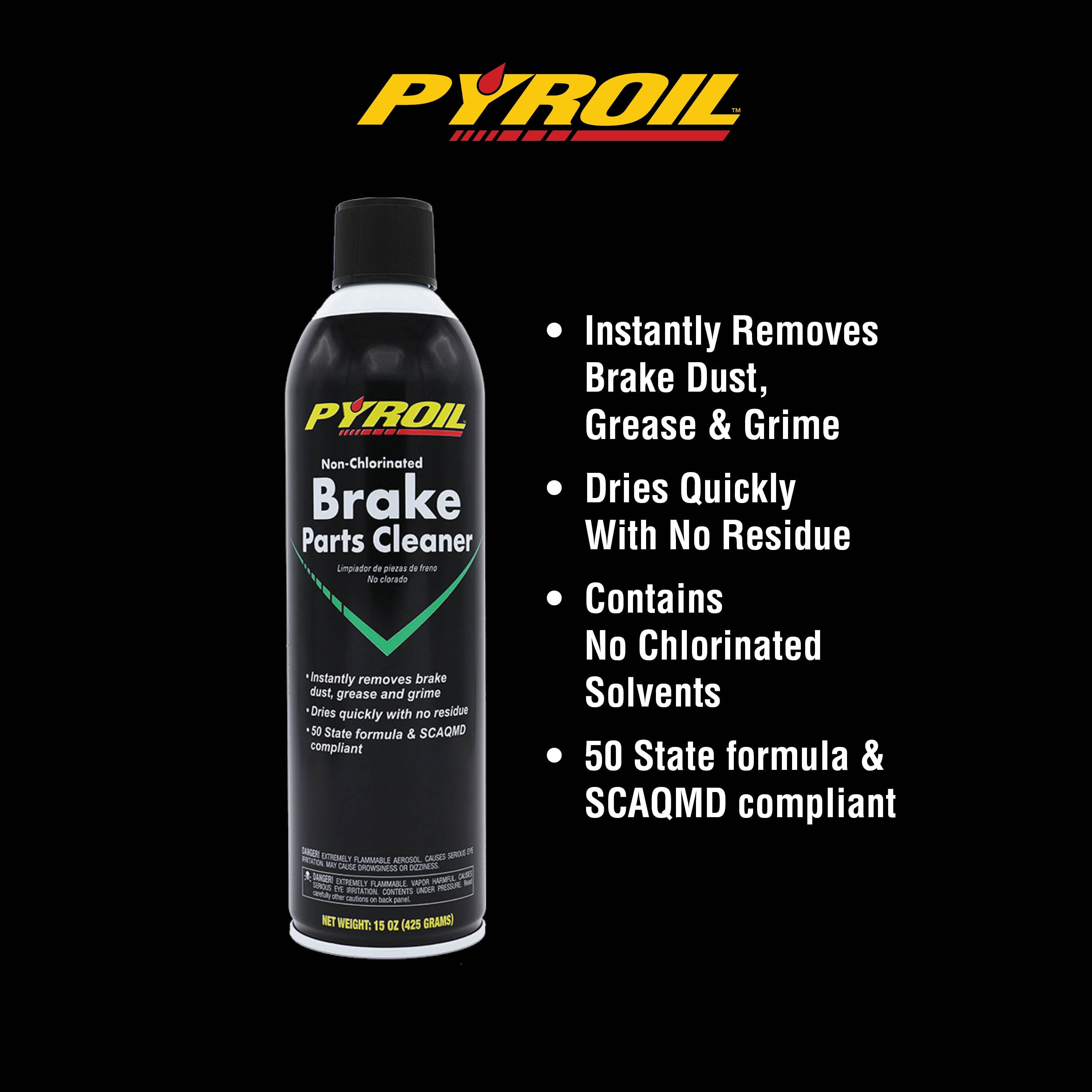 (2 pack) Pyroil Brake Parts Cleaner, Fast-Drying Non-Flammable for Cars, Trucks, Motorcycles, 15 oz