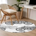 thumbnail image 5 of Black White Motorcycles 3ft Area Rug, Modern Hand-Painted Vehicles Washable Non-Slip Small Round Rugs for Entryway Bedroom Kitchen, Soft Circle Carpet for Dining Room, Playroom Nursery Rug, 5 of 9