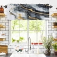 thumbnail image 3 of Abstract Art Marble Texture Valances for Windows Black Gold Gradient Modern Art Rod Pocket Curtain Valance Window Treatment Short Curtains for Kitchen Living Room, 58"x16", 3 of 5
