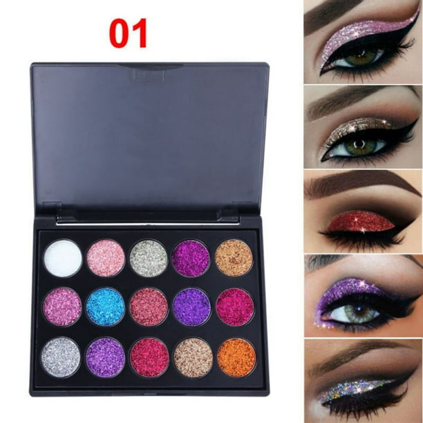 15 Color Pressed Glitter Eyeshadow Palette - Shimmer Makeup Palette Eye  Shadow Powder Long Lasting Waterproof