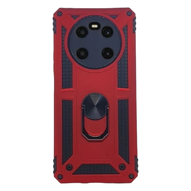 Funda Uso Rudo Con Anillo Magnético Para Honor X9 Rojo Más 2 Micas De Cristal