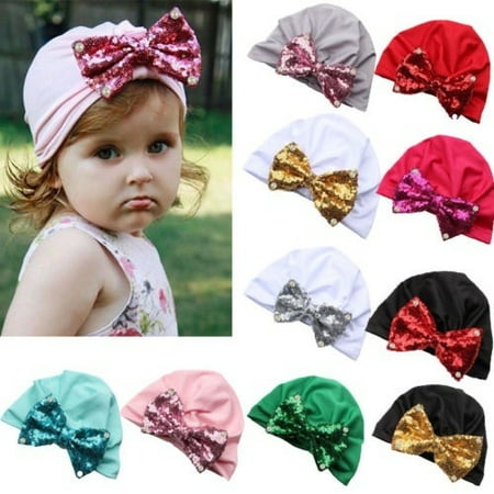 Meihuida Baby Newborn Kids Cute Points Bowknot Sequins Hat Cap