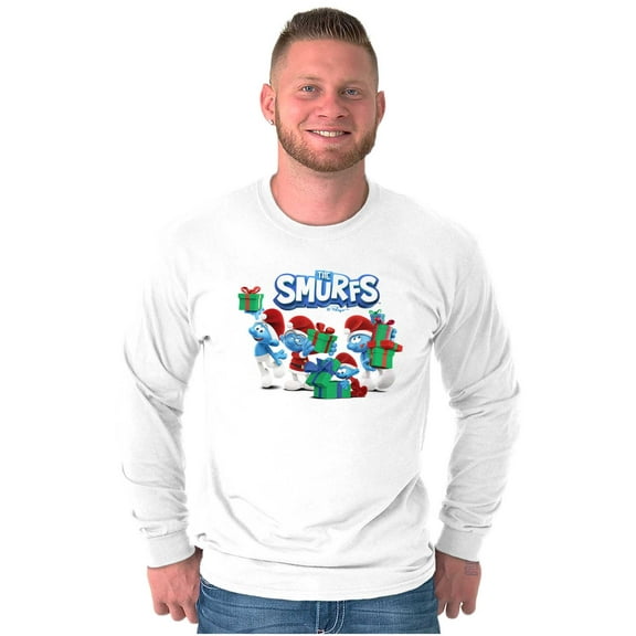 The Smurfs Christmas Holiday Presents Long Sleeve TShirt Men Women Brisco Brands S