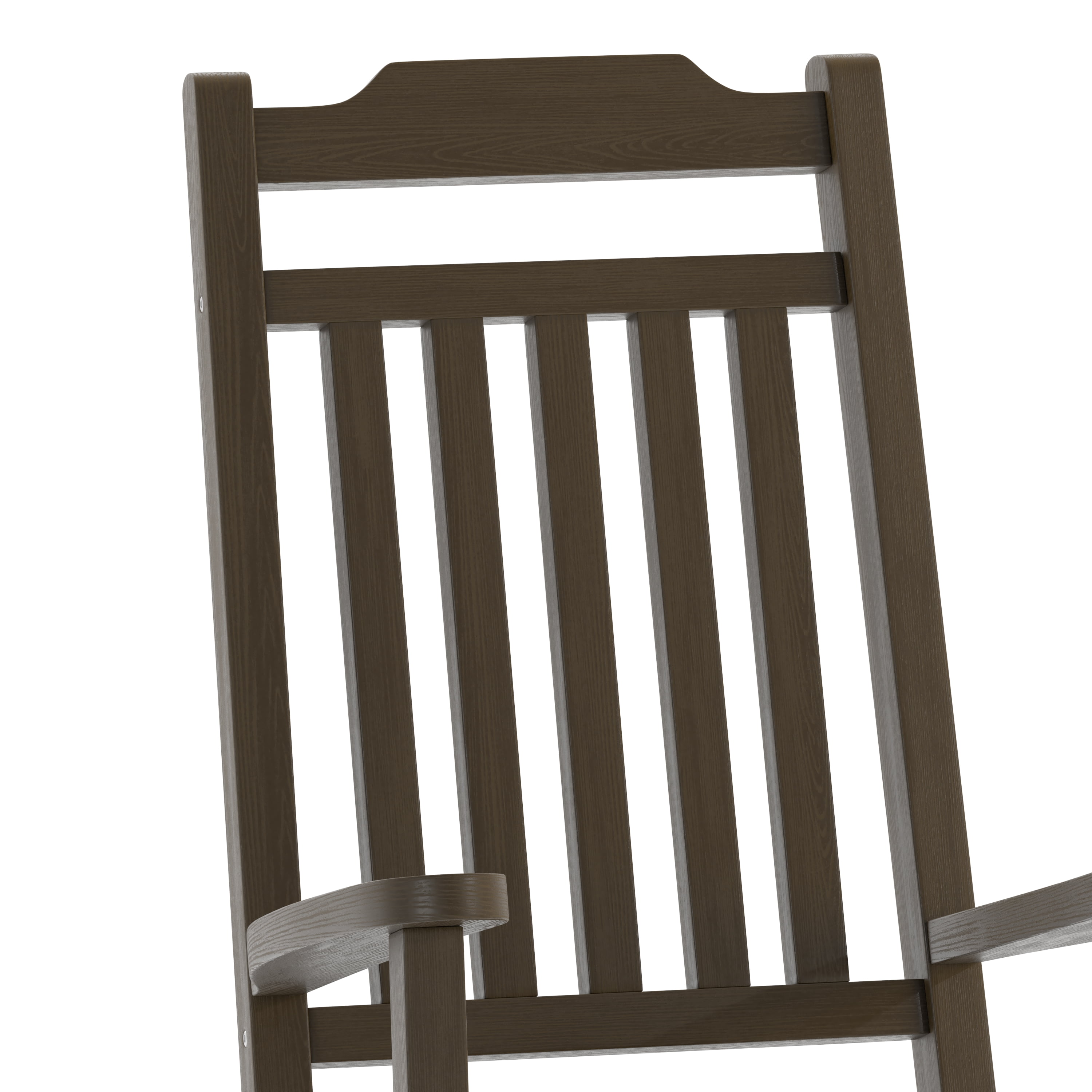 Flash Furniture Set of 2 Winston All-Weather Rocking Chair in Mahogany Faux Wood