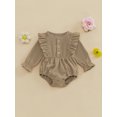 thumbnail image 4 of Baby Toddler Girls Spring Autumn Romper 3 6 12 18 Months Long Sleeve Round Neck Solid Color Button Jumpsuit, 4 of 9