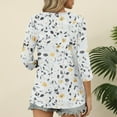 thumbnail image 5 of Womens Tops Plus Size 3/4 Sleeve V-neck Floral Print Casual T-shirt White M, 5 of 6