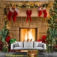 thumbnail image 2 of Christmas Tapestry Snowflakes Santa Claus Winter Night Hanging Cloth Fireplace Home Decor Christmas Wall Decorations for Home, 2 of 4