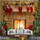 thumbnail image 2 of Christmas Tapestry Snowflakes Santa Claus Winter Night Hanging Cloth Fireplace Home Decor Christmas Wall Decorations for Home, 2 of 4