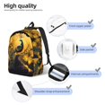 thumbnail image 4 of Picia Elegant Gold Leaf Peacock Printed Canvas Daypack - Stylish and Durable Vintage Compact Backpack - Class, Work, Travel, or Laptop Bookbag,Organized Compartments-Small, 4 of 6