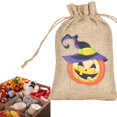 thumbnail image 3 of Bolsas de regalo de arpillera de Halloween, bolsas de golosinas o dulces, pequeñas bolsas de yute de lino de Halloween para fiestas infantiles, banderas en una cuerda y, 3 of 5