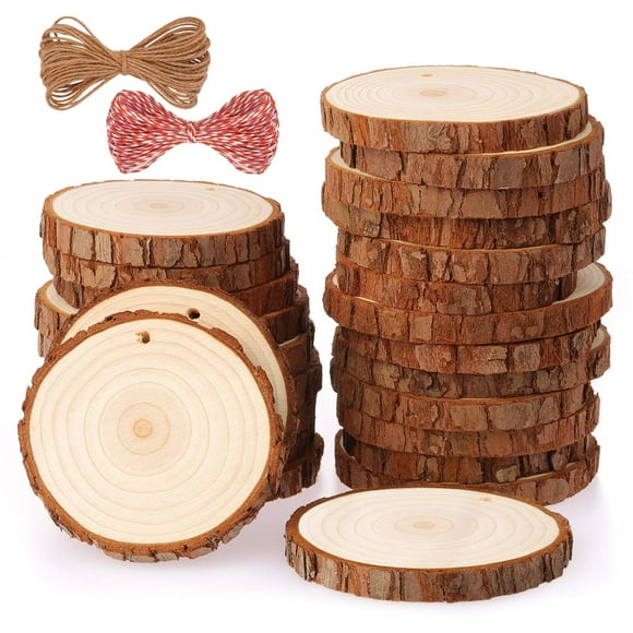 Craft Wood Slices Fruyit, 25 piezas, kit de bricolaje preperforado de 8 a 9 cm