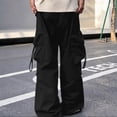 thumbnail image 4 of Smsaxvxz Men's Baggy Cargo Pants Trendy Casual Elastic Waist Drawstring Loose Fit Joggers Pant with Pockets Black XXL, 4 of 8